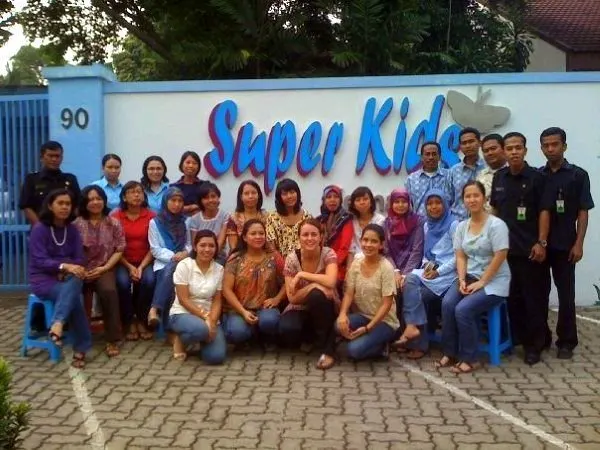 With "Super Kids" school staff in Indonesia.