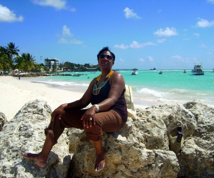 Freda on a Caribbean beach!