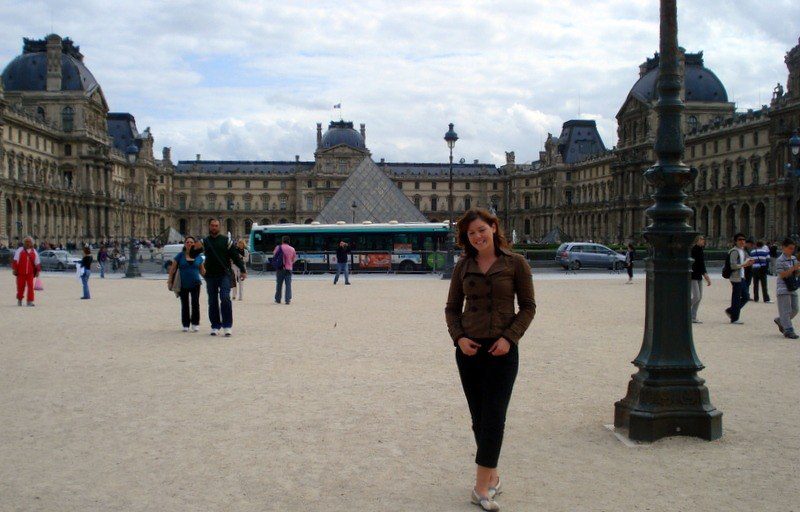 Outside the Louvre Museum in Paris, France.