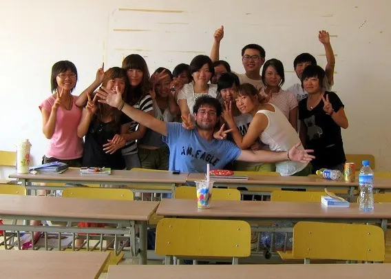 A happy class of Michael's students in Xi'an, China.