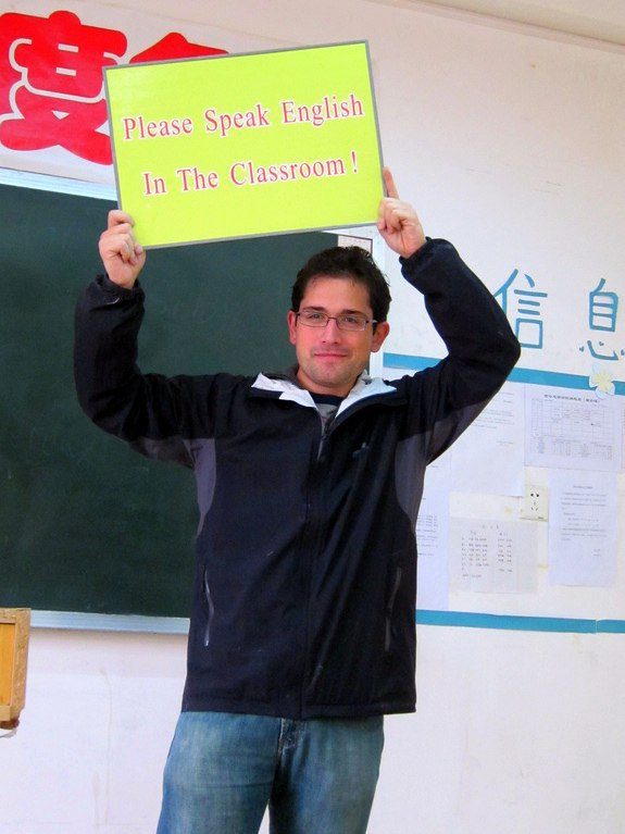 Michael lays down the law in his English classroom.