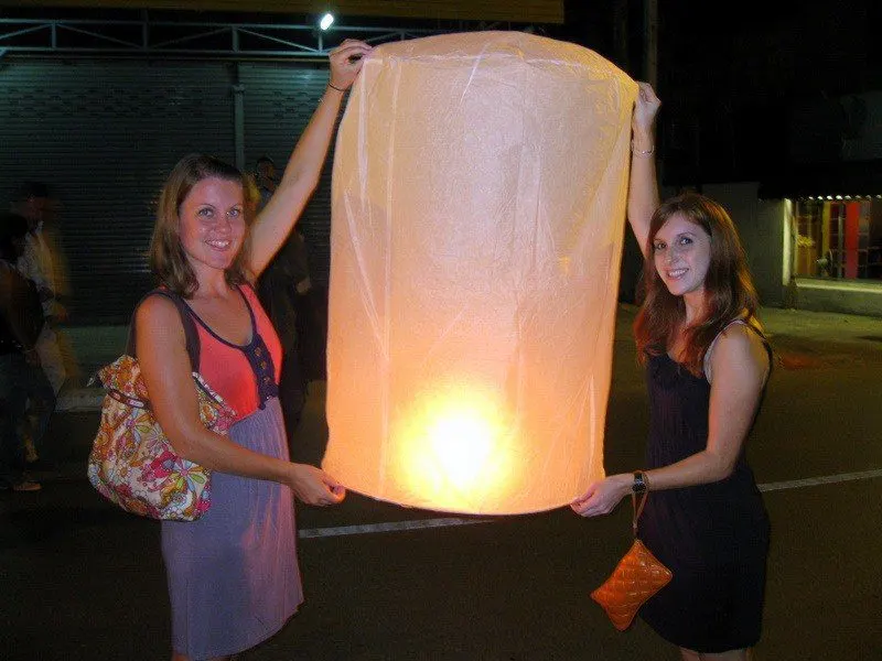 Sarah and a beautiful Thai lantern.