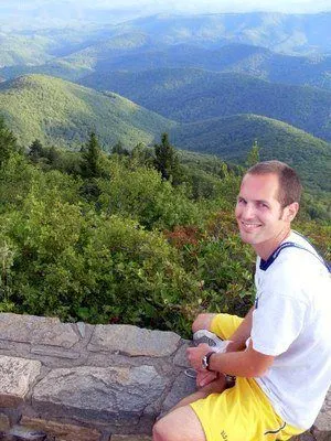 During Evan's Duke Program in the Appalachian Mountains.