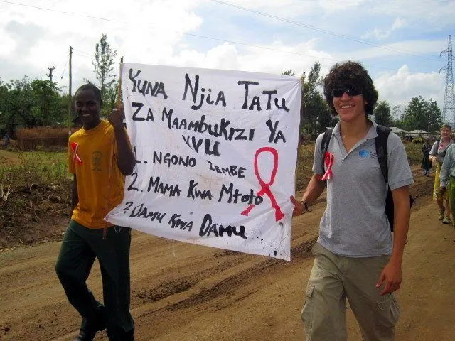 A World AIDS Day march in Singe, Tanzania.