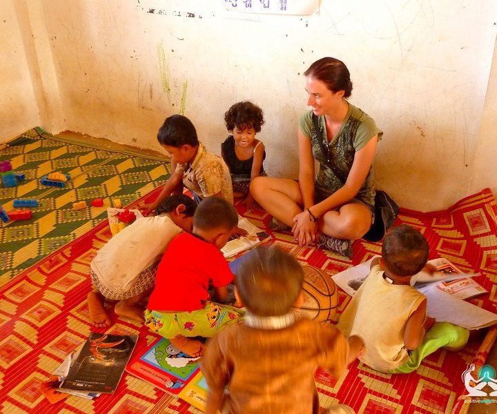 Elaine Playing With Preschoolers In Cambodia.