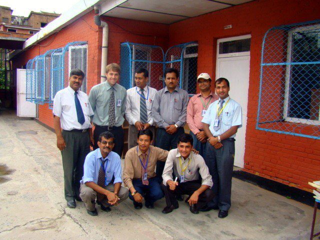 Jacob and his fellow teachers on his last day of classes in Nepal.