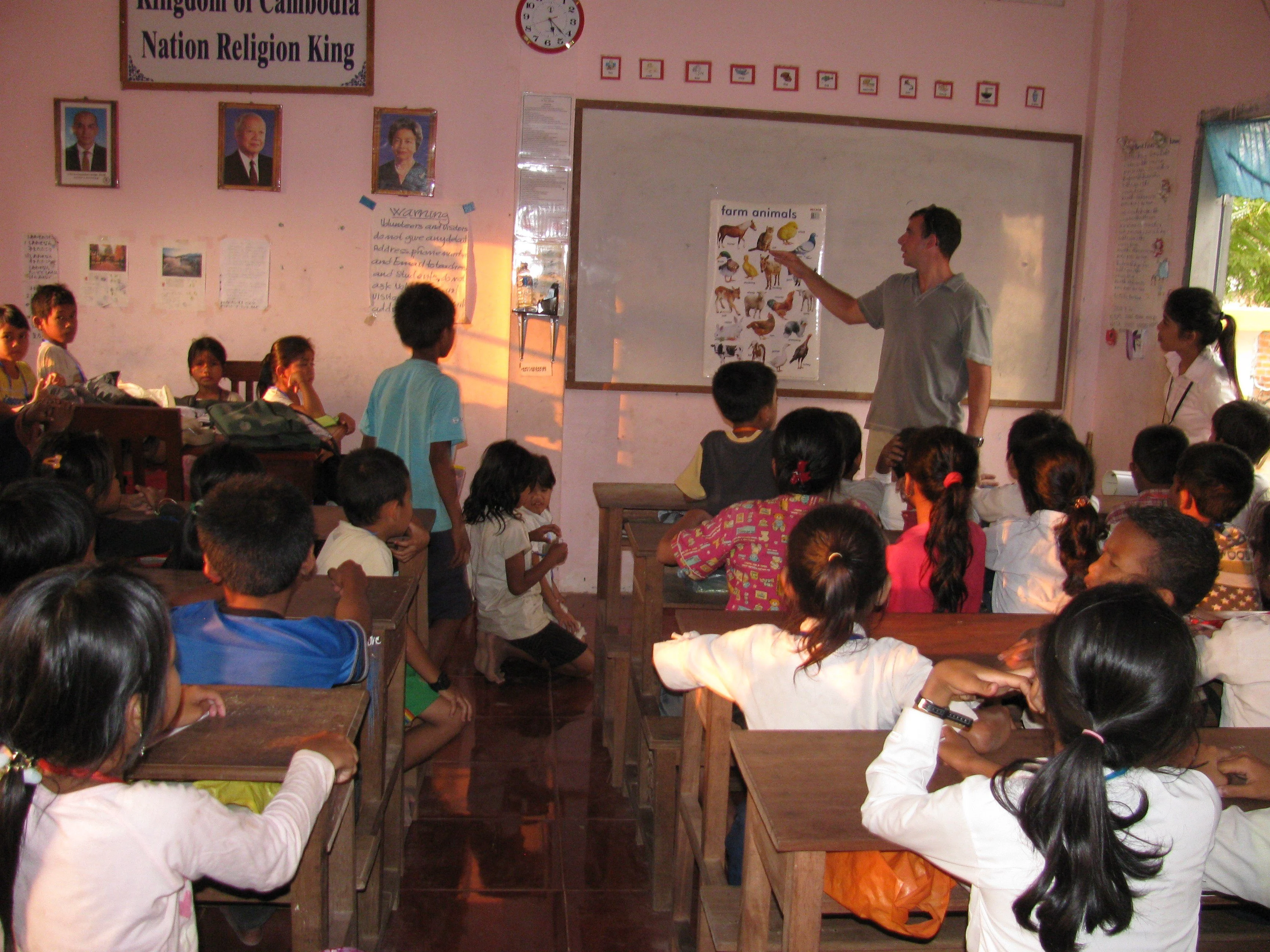Tim teaching in the orphanage in Cambodia.