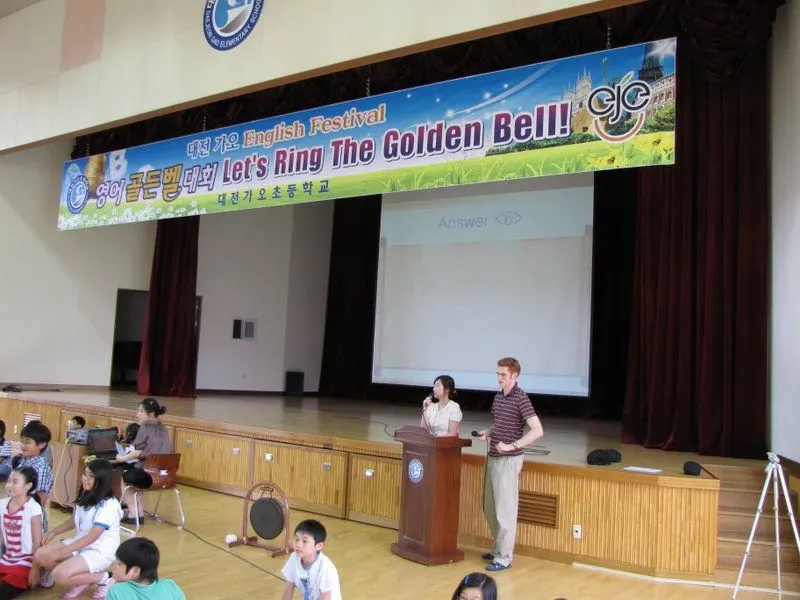 Samuel teaching English in South Korea.