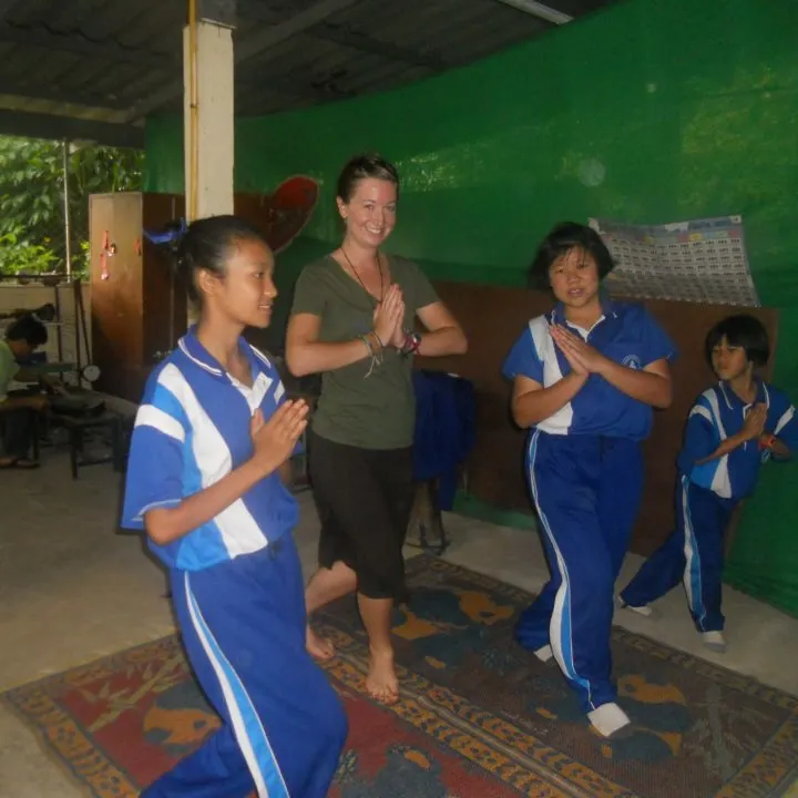 Britany with her students in Thailand, in action!
