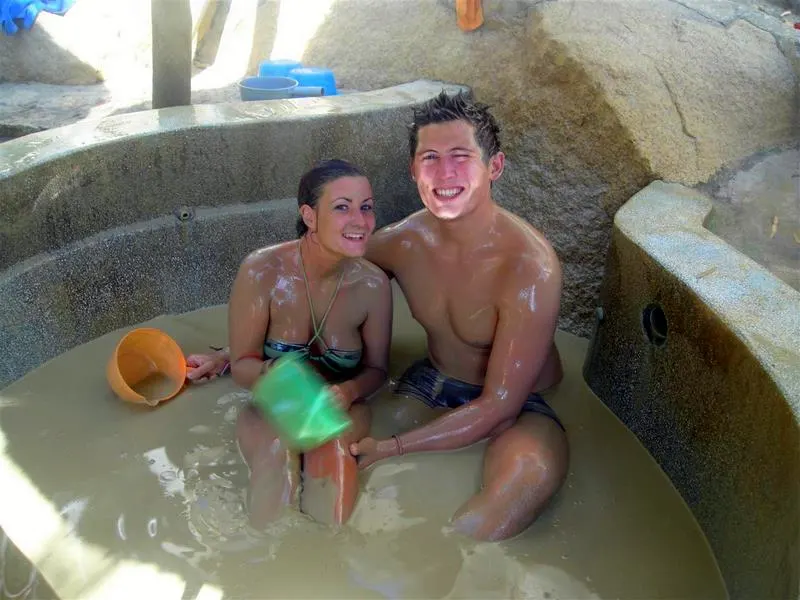 Michelle and her boyfriend in Vietnam mud baths.