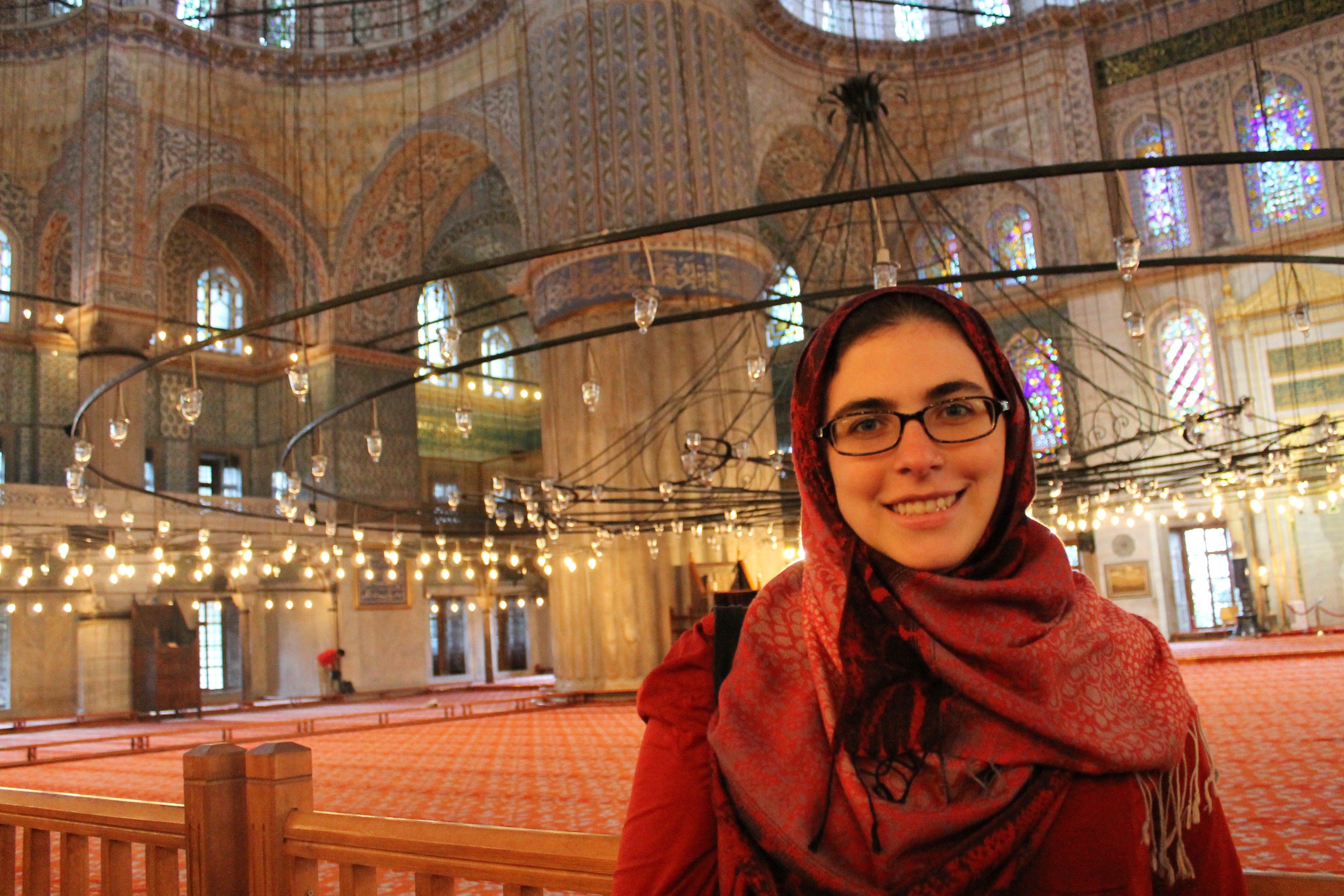 Delia in the Blue Mosque in Istanbul, Turkey.