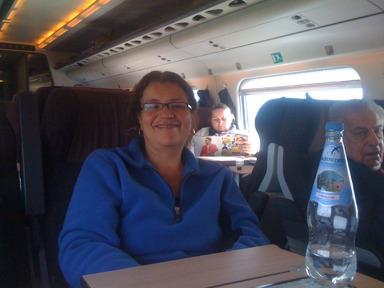 Eliane on a train to Firenza, Italy. Jet-set life!