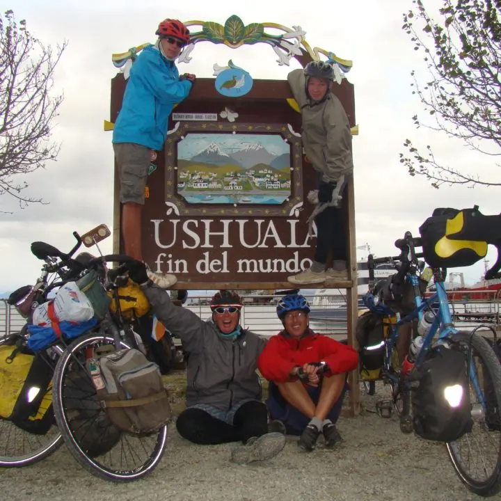 The Vogel family after biking from Alaska to Argentina!