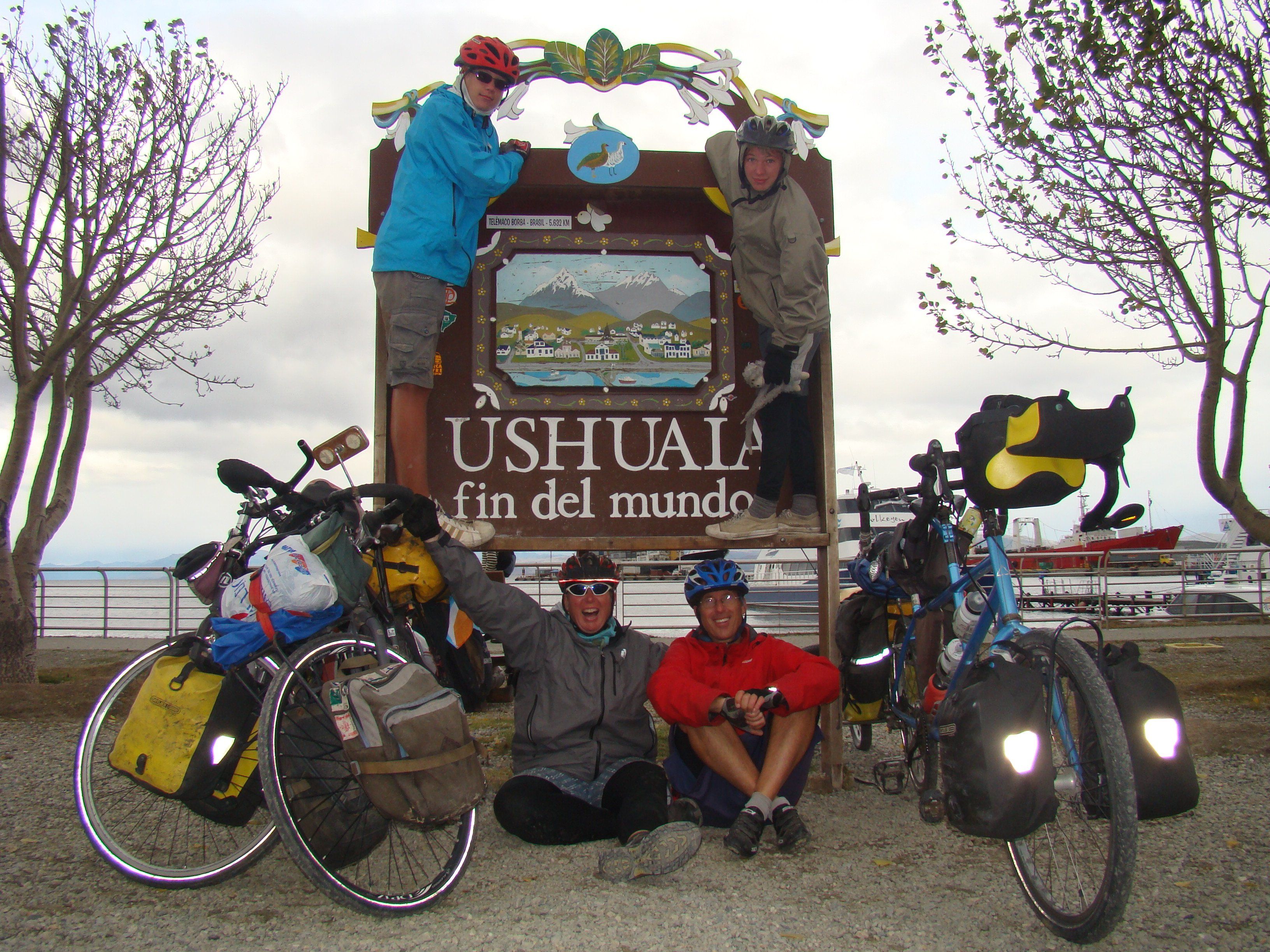 The Vogel family after biking from Alaska to Argentina!