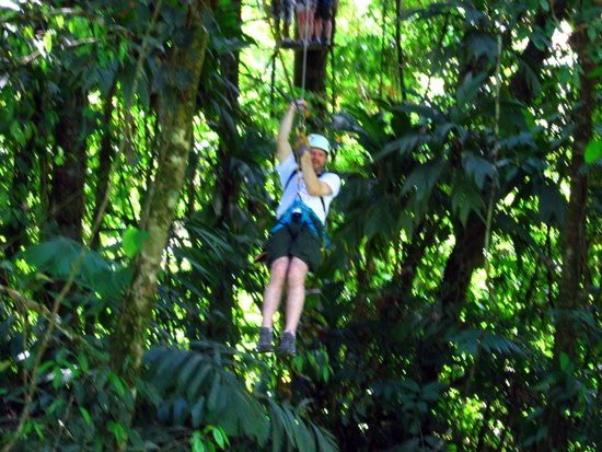 Tim ziplining through the rainforest in Costa Rica!