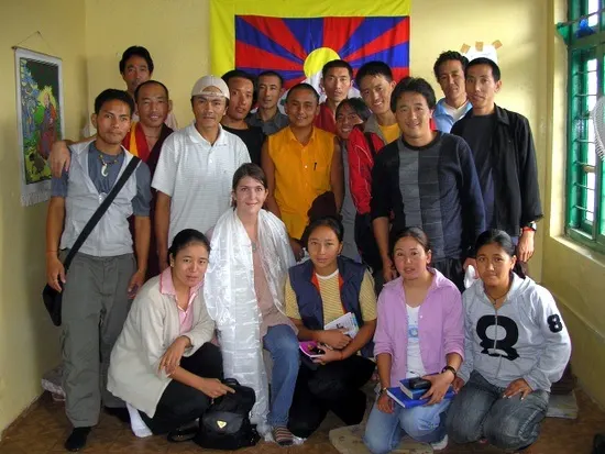 Claire with her students: Tibetan refugees who live in McLeod Ganj, India.