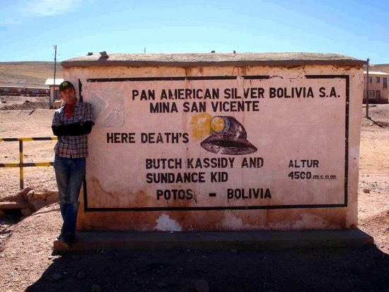 At Butch Cassidy and the Sundance Kid's grave in Potosi, Bolivia.