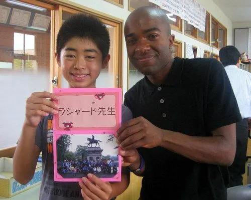 With a gift from a student at Rashaad's school in Tsuruoka, Japan.