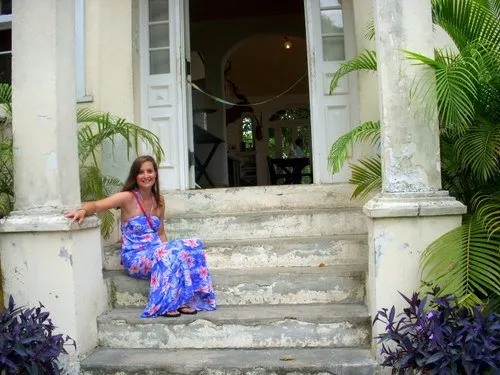 Sitting on Hemingway's stoop in Cuba.