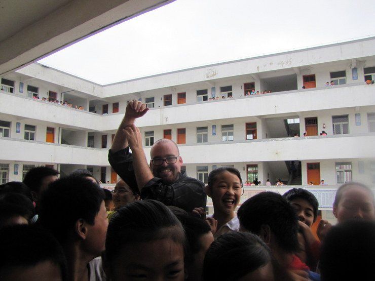 A school where Chris taught in China. Popular man!