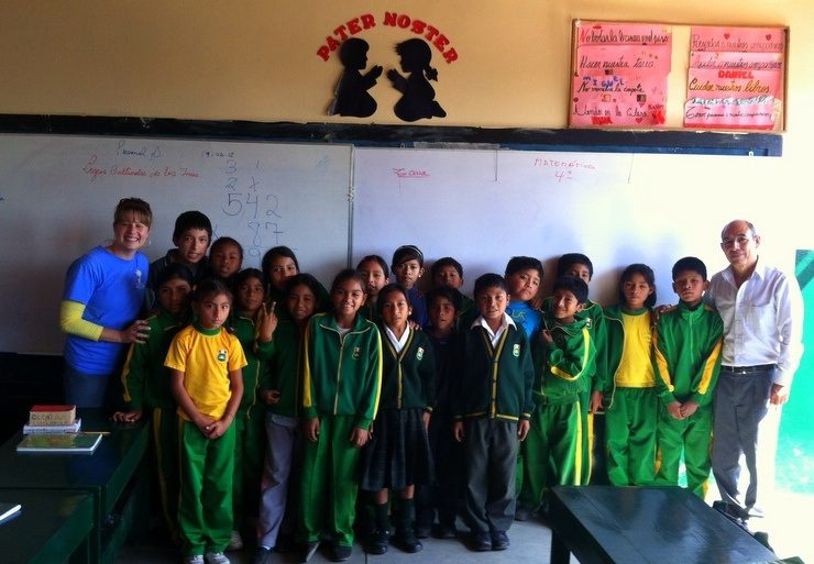 Cute kids in Peru in their classroom with Kitty.