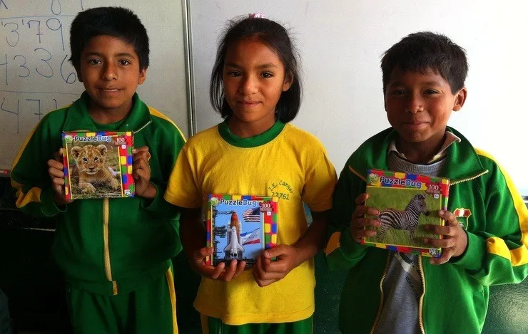 Students in Peru proudly showing their projects!
