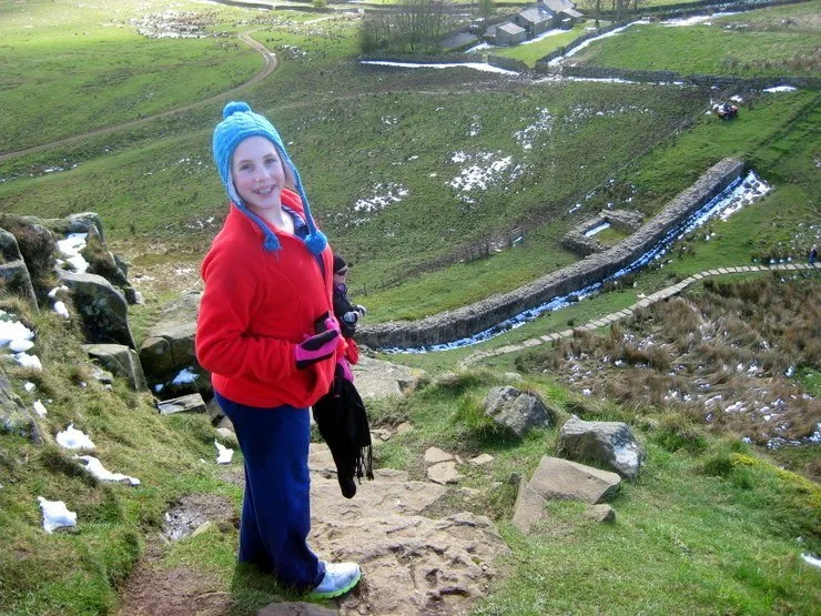 Gail's hiking companion along Hadrian's Wall: her youngest student.