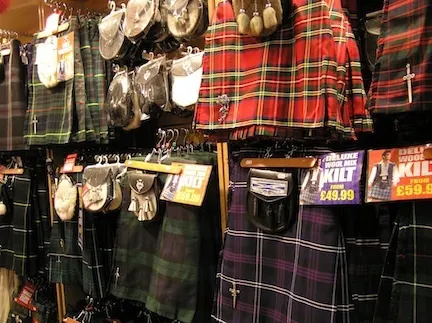 Kilts of many colors in Edinburgh, Scotland.