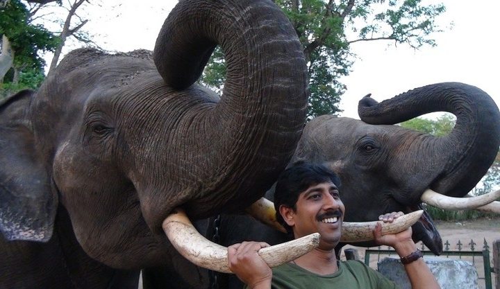 Bhaskar and elephant in India!