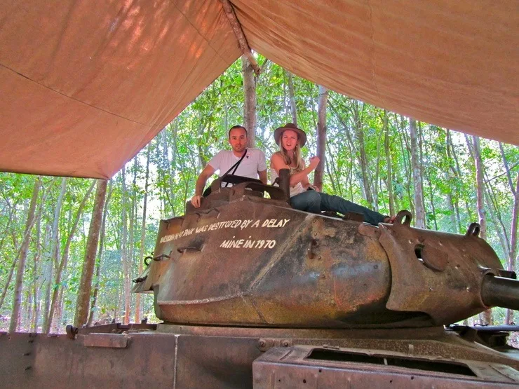 Exploring the Cu Chi tunnels in Southern Vietnam. 