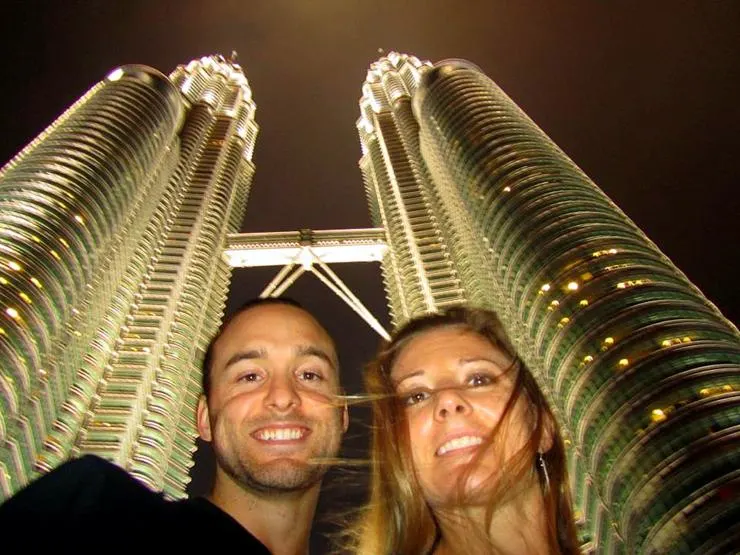 Cameron and Maggie at Petronas Towers in Kuala Lumpur.