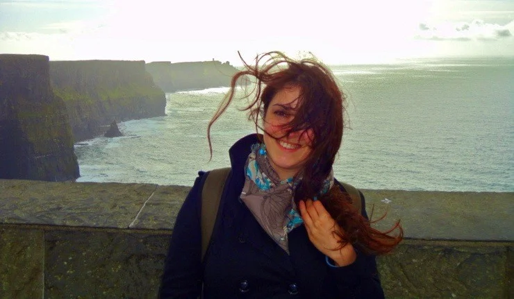 Blown by the wind in the Cliffs of Moher, Ireland.