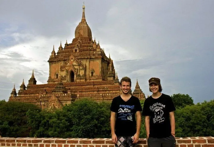 Liam (left) and Tyler (right) in the shadow of one of Bagan's bigger temples.