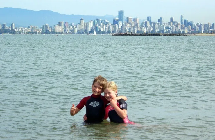 Mat's children swimming in Vancouver. 