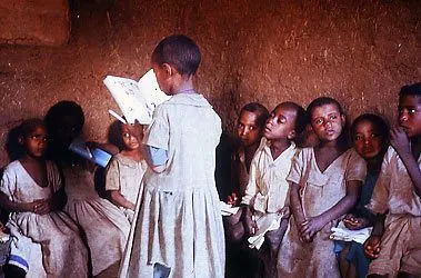 Schoolchildren in a classroom in Ethiopia. 