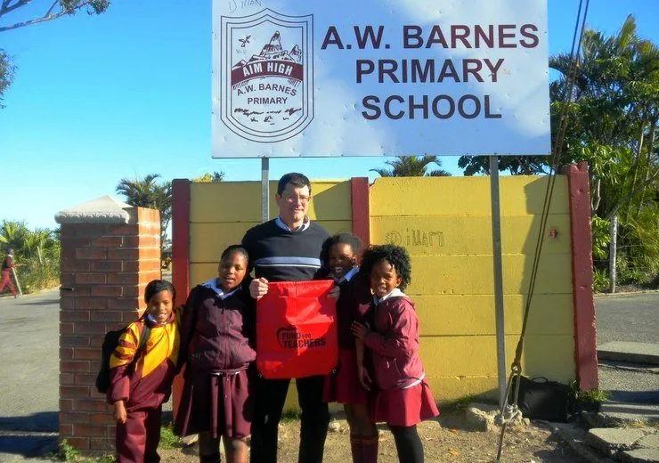 Visiting at the A.W. Barnes School in East London, South Africa. 