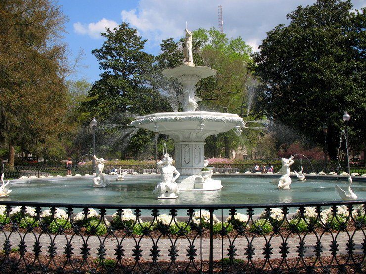 Historic Savannah's Forsyth Park fountain.