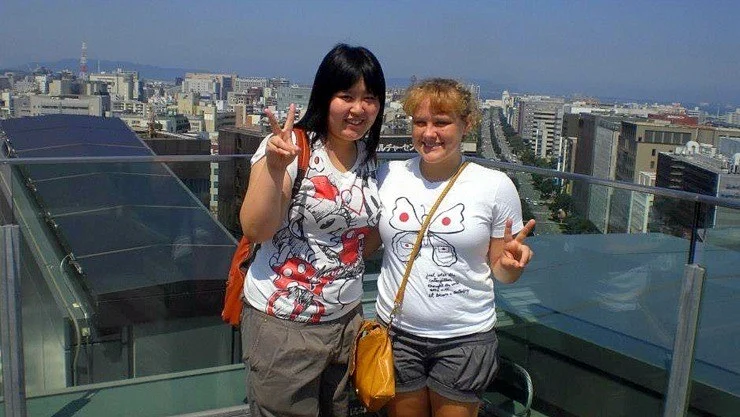 During Dana's stay in Japan, they were rewarded with a three-day family stay. This is her host sister, Akane and Dana in Fukuoka, Japan.