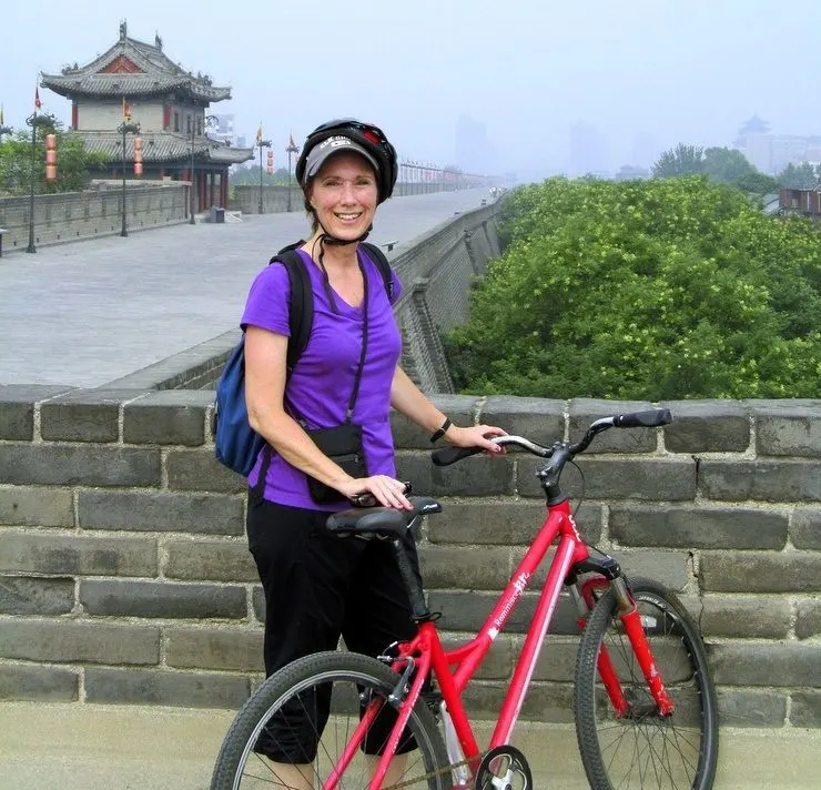 Biking the 8-mile city wall in Xi’an was exhilarating and afforded a view of the old city center. 