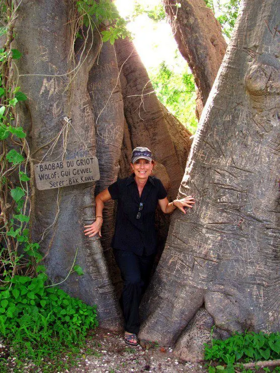 On a hike on what our host called “Shell Island” in Senegal, the famous baobab tree, with its hollow center provided a photo op.