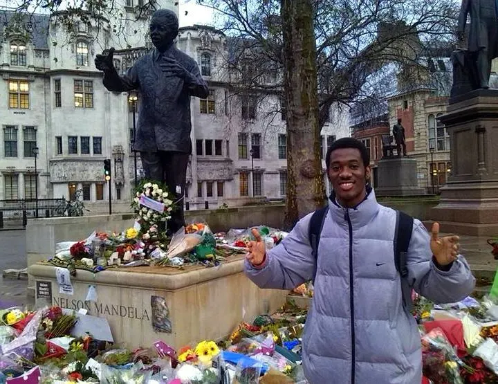 Celebrating Nelson Mandela at Parliament Square, London.