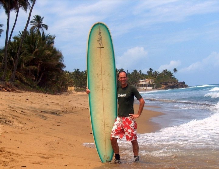 Adam surfing in Puerto Rico.
