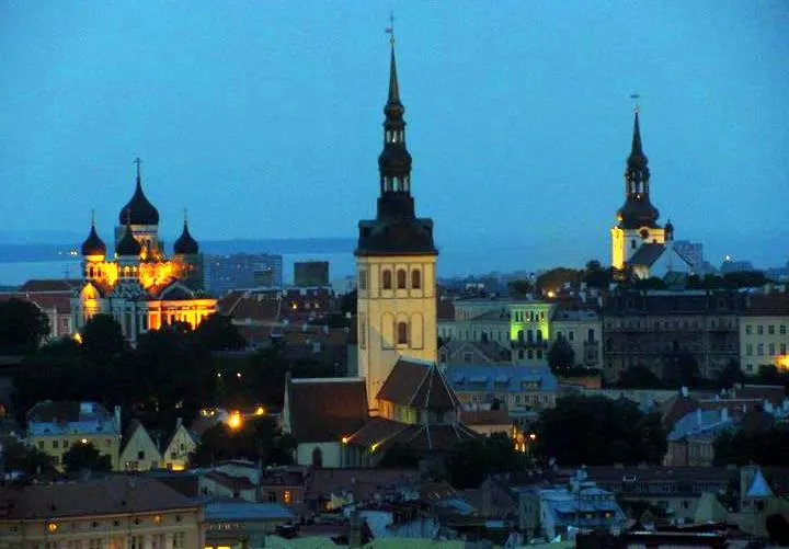 A night view of Tallinn's Old Town.
