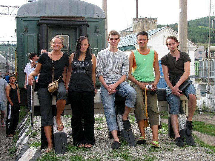Nicole (far left) with fellow Trans-Siberian travelers.
