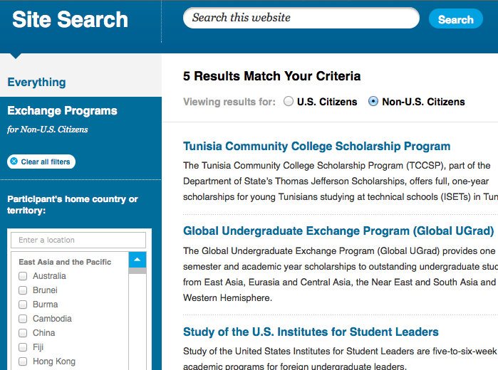 So many matches for travel scholarships, and ways to refine the search!