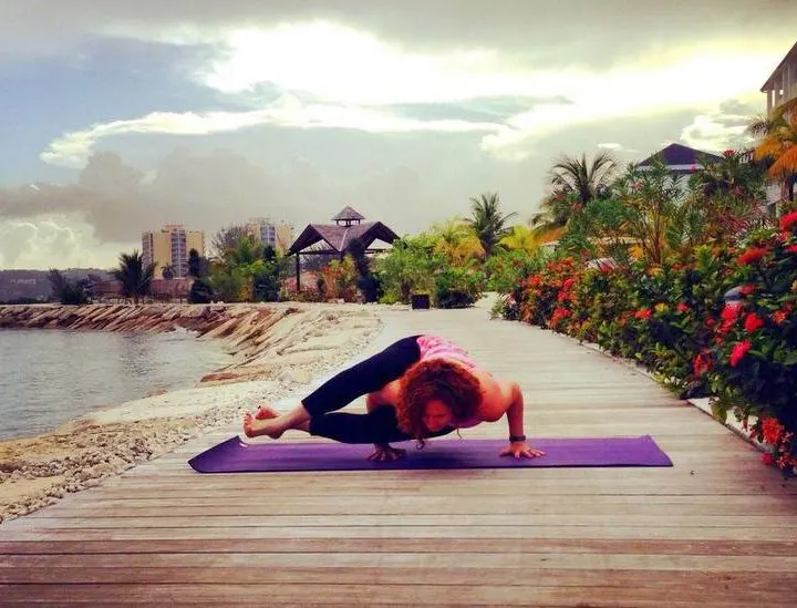 Morning yoga practice before class begins at Secrets St. James in Montego Bay, Jamaica.