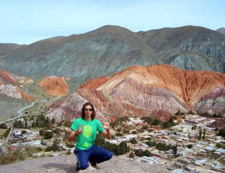 Phil traveling during a break from teaching in Mexico, at the Hill of 7 Colors in Argentina.