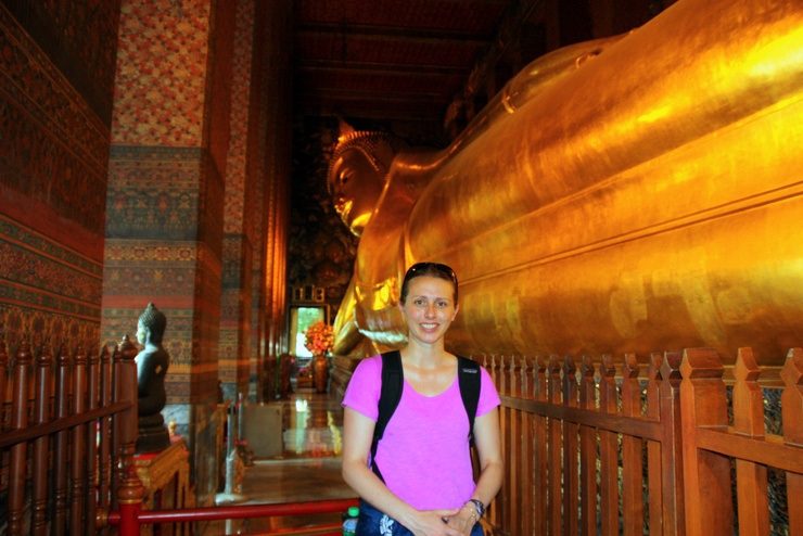 Visiting a Buddhist Temple in Bangkok, Thailand.