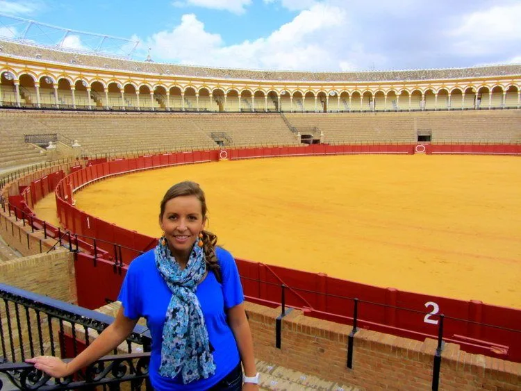 Visiting the Plaza de Toros in Seville, Spain while living in Valencia, Spain.