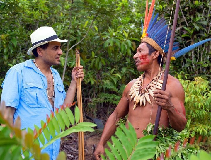 Mister Brazil with Chief Punol in the Amazon.